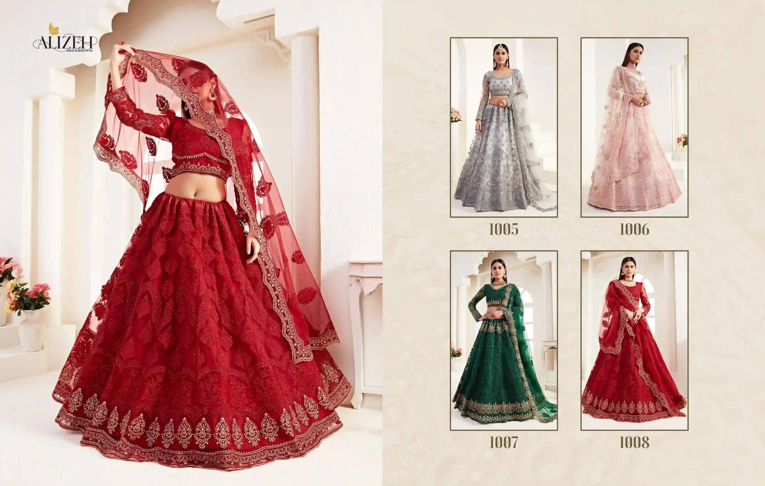 Alizeh Bridal Heritage Vol 2 Net Wholesale Lehenga Catalog — Wholesale Lehenga, Alizeh wholesale from Surat - Gallery Image 5